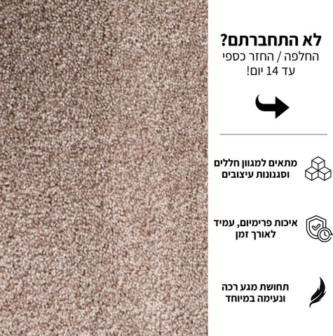 שטיח בלגי בעיצוב חלק עם מראה אלגנטי - דגם מאוריציוס 5 במידה 340*240 ס"מ
