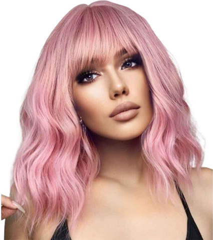 פאה קרה ארוך שיער גלי פרימיום ורוד עתיק