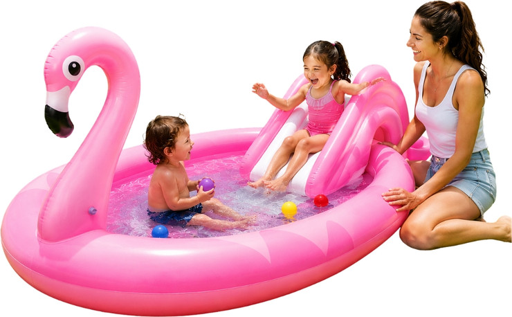בריכת פלמינגו מתנפחת עם מגלשה 213x123x78