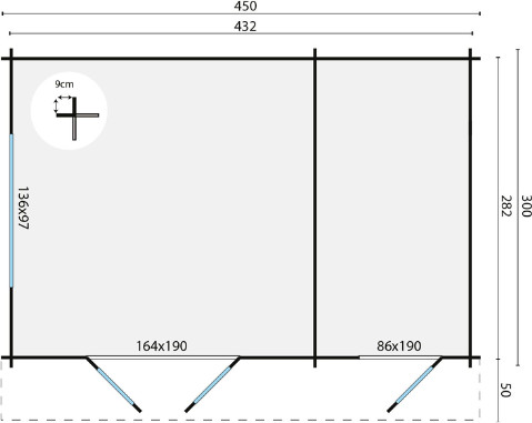 מחסן עץ 3X4.50 Fraga מטר Tuindeco