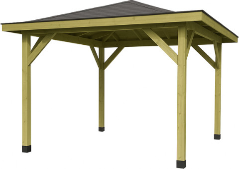 גזיבו עץ מלא 3.38X3.38 Tourist מטר Tuindeco