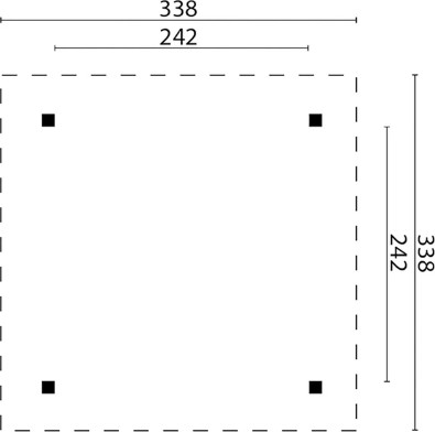 גזיבו עץ מלא 3.38X3.38 Tourist מטר Tuindeco