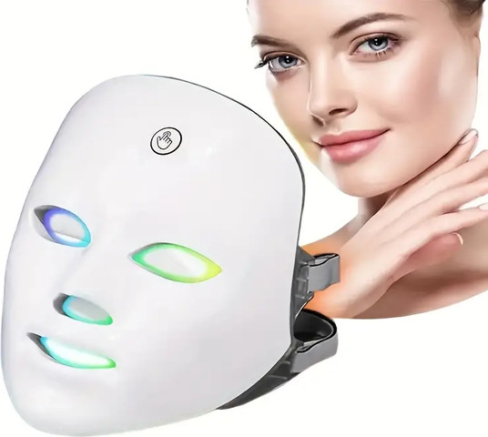 מסכת פנים LED נטענת עם 7 גווני אור – טיפול קוסמטי ביתי לעור פנים קורן ובריא