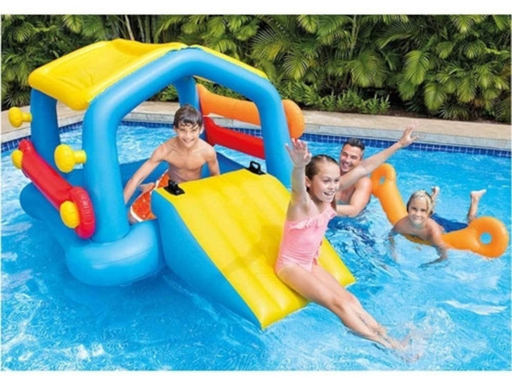 אי צף מתנפח לבריכה הכולל מגלשה וגגון 58294