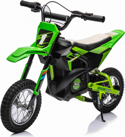 אופנוע שטח ממונע לילדים 24V עם גלגלים אוויר מושבי עור ירוק