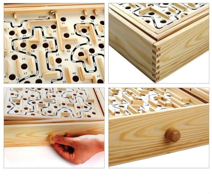 משחק מבוך מעץ למנהלים – 32×28 ס”מ