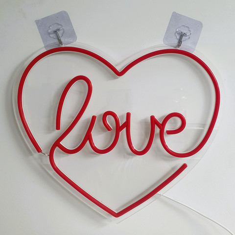 מנורת ניאון USB לב, לעיצוב ואווירה – Neon Love