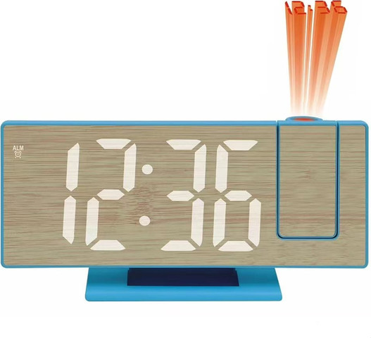 שעון מעורר LED מקרין שעה על סוללות/USB – פאנל עשוי במבוק