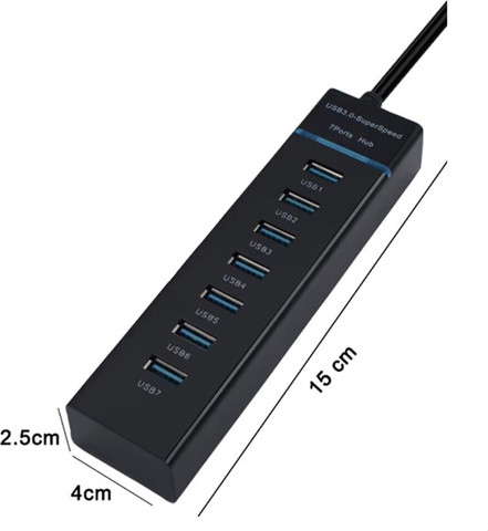 מפצל USB עם 7 יציאות מהירות – Hub USB 3.0