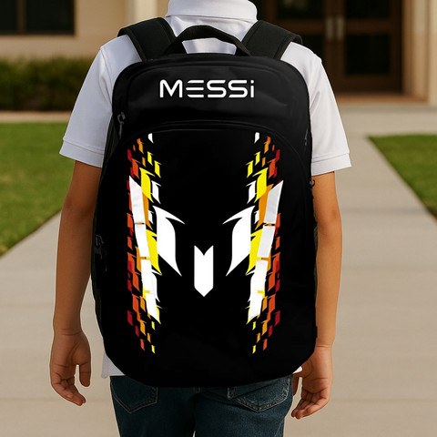 סט חזרה לבית ספר מסי MESSI כתום - תיק גב חצי אורטופדי, קלמר שני תאים ובקבוק עם פקק חכם