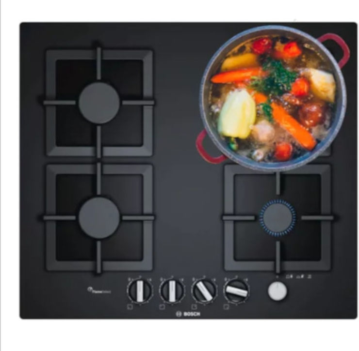 כיריים גז 4 להבות 60 ס"מ זכוכית שחורה BOSCH דגם PPH6A6M25Y בוש