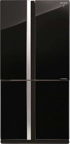 מקרר מקפיא תחתון 4 דלתות זכוכית שחורה Sharp SJ-FSRN87V-BK