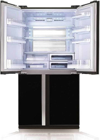 מקרר מקפיא תחתון 4 דלתות זכוכית שחורה Sharp SJ-FSRN87V-BK