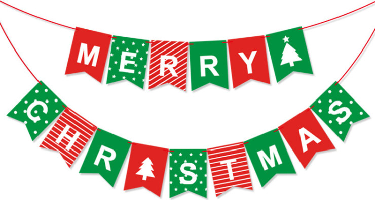 דגלונים Merry Christmas אדום ירוק