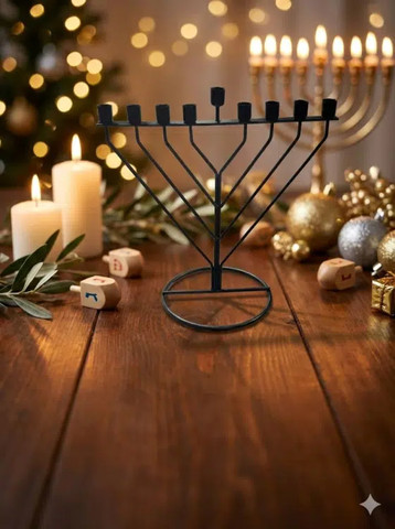 חנוכייה מתכת שחורה