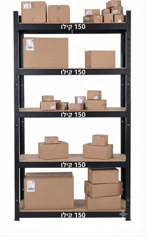 כוננית מתכת מחוזקת בצבע שחור