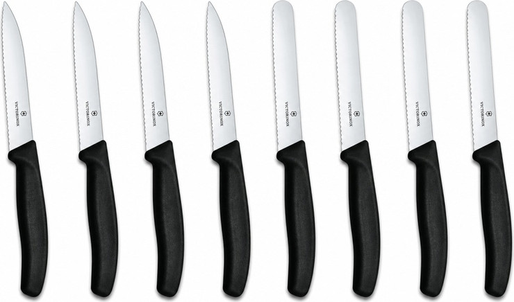 מארז 8 סכיני ירקות משוננים שחורים VICTORINOX