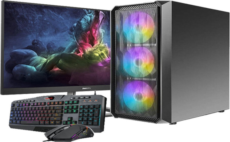 מחשב נייח גיימינג ערכה מושלמת Intel® Core I5-14400-8GB-Geforce GTX1650-WIN11 + SOLID 27'' Curved