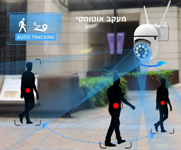 מצלמת אבטחה אלחוטית IP ממונעת 360 לתנאי חוץ עם חיבור לסמארטפון