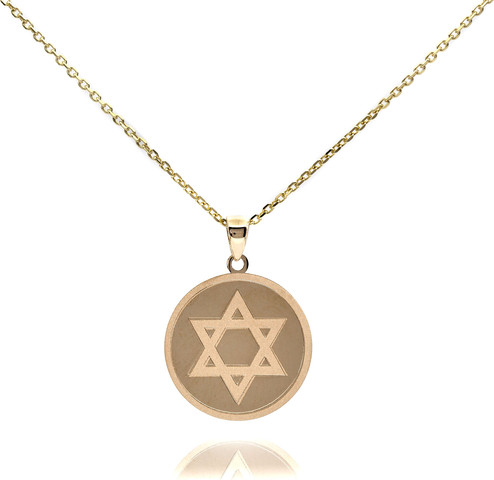 תליון  מגן דוד עגול מזהב 14K