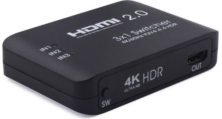 מתג HDMI ל-3 יציאות (SWITCH) תומך ב1080P 3D ו- 4K 60Hz - כולל שלט רחוק