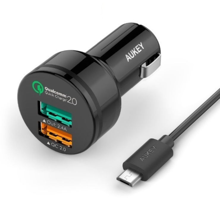 מטען לרכב עם 2 כניסות USB תומך QC2.0