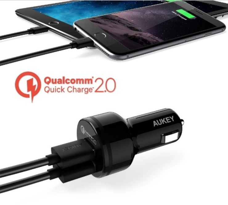 מטען לרכב עם 2 כניסות USB תומך QC2.0
