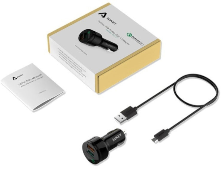 מטען לרכב עם 2 כניסות USB תומך QC2.0
