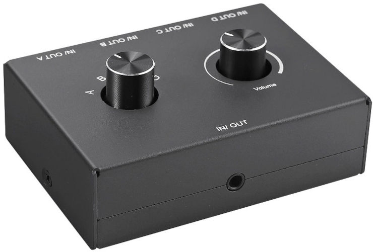 מתג אודיו דו כיווני - עם חיבורי PL3.5mm - עם 4 חיבורי אודיו