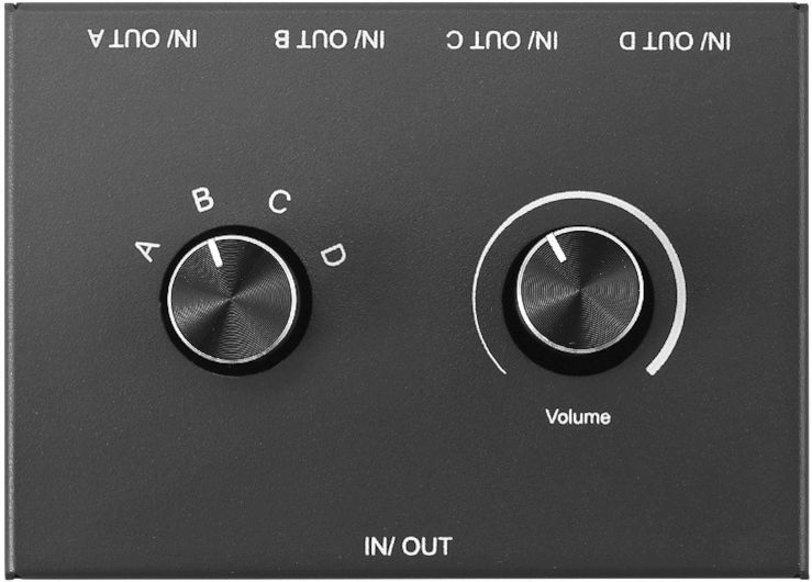 מתג אודיו דו כיווני - עם חיבורי PL3.5mm - עם 4 חיבורי אודיו