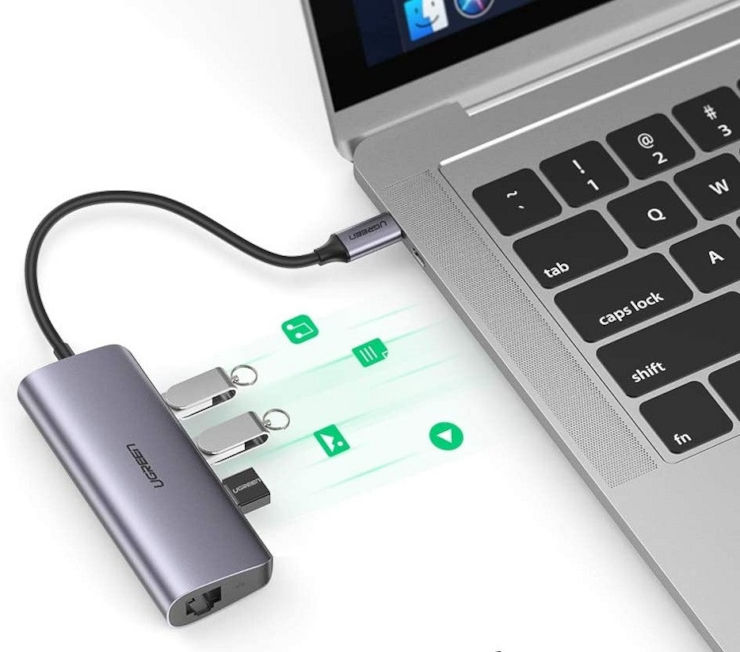 מתאם כרטיס רשת GIGABIT עם חיבור TYPE C - כולל חיבור רשת RJ45 ו 3 שקעי USB3