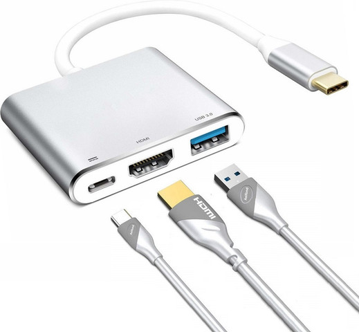 מתאם מ- TYPE C ל- USB3, HDMI ו PD - כולל טעינה  - TYPE  C TO HDMI PD USB3.1 HUB