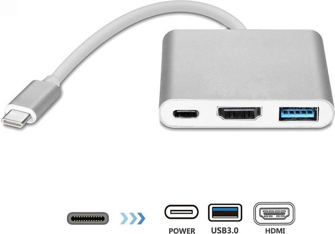 מתאם מ- TYPE C ל- USB3, HDMI ו PD - כולל טעינה  - TYPE  C TO HDMI PD USB3.1 HUB