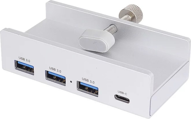 מפצל USB 3.0 איכותי בתצורת קליפ עם 3 שקעי USB ושקע TYPE C - ניתן לחבר למסך או שולחן - גוף אלומיניום