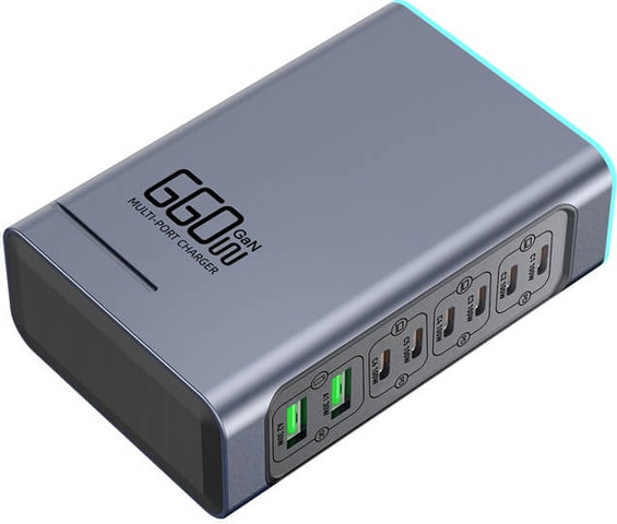 מטען שולחני GaN 140W | תחנת טעינה עם 8 חיבורים TYPE C + USB