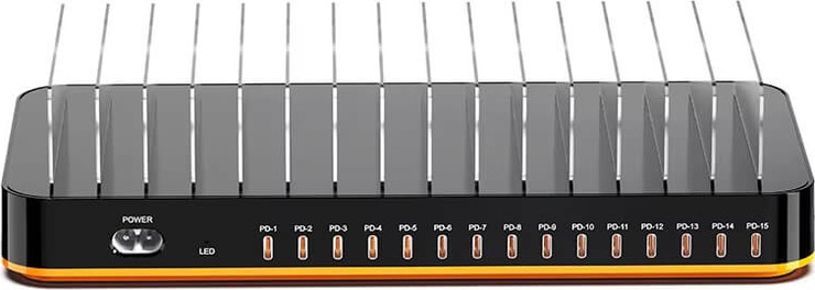 מטען שולחני  | תחנת טעינה 360W עם 15 יציאות USB-C PD – טעינה מהירה למשרדים, מעבדות ועמדות עבודה