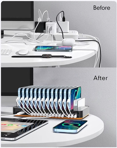 מטען שולחני  | תחנת טעינה 360W עם 15 יציאות USB-C PD – טעינה מהירה למשרדים, מעבדות ועמדות עבודה
