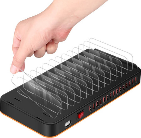 מטען שולחני | תחנת טעינה 180W עם 15 יציאות USB-A – טעינה סימולטנית למשרדים, מוסדות ועמדות שירות