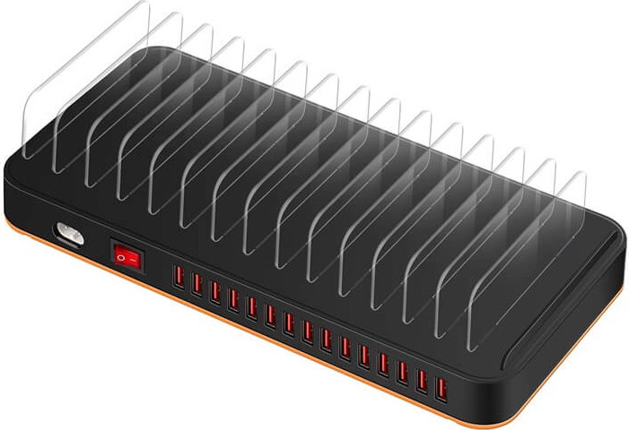 מטען שולחני | תחנת טעינה 180W עם 15 יציאות USB-A – טעינה סימולטנית למשרדים, מוסדות ועמדות שירות
