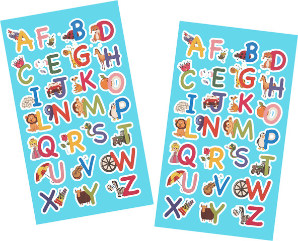 זוג דפי מדבקות אותיות באנגלית A-Z