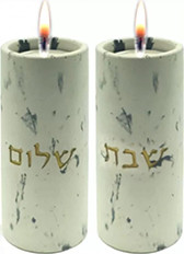 זוג פמוטים גבוה מעוצב | קולקציית בטון | שיש לבן