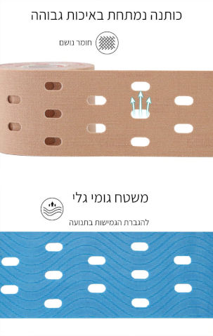 שלישיית גלילי קינזיו טייפ מחורר להפחתת כאבים בצבע גוף