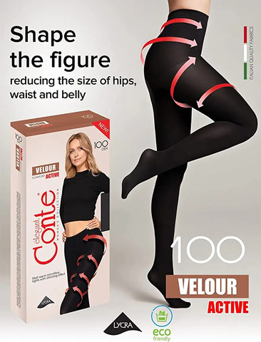 גרביון מחטב מט VELOUR ACTIVE DEN 100 ,שחור