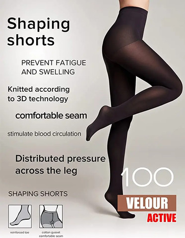 גרביון מחטב מט VELOUR ACTIVE DEN 100 ,שחור