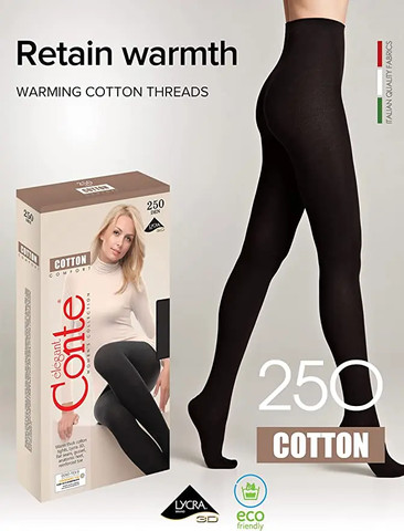 גרביון כותנה חמ עם גימור מט 250 דנייר COTTON​ ,שחור