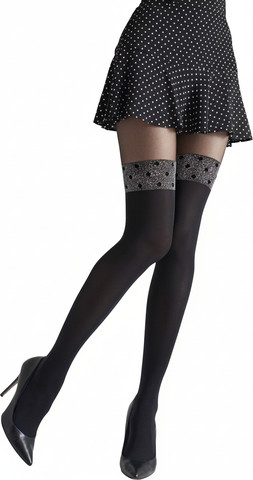 גרביונים דמוי ירכונים עם נקודות ZAZU DOTS W02 ,שחור