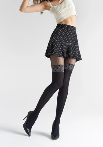 גרביונים דמוי ירכונים עם נקודות ZAZU DOTS W02 ,שחור