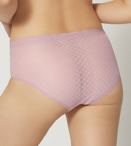 תחתון לנשים גבוה ללא תפר |  ZERO Feel Lace Hight Waist Brief ,ורוד ביבי