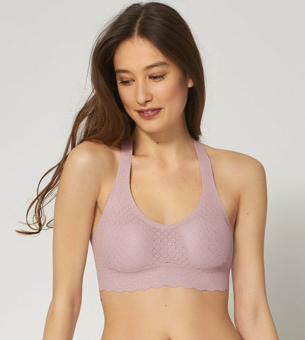 חזייה ברלט של סלוגי | חזייה עם ריפוד דק נשלף | ZERO FEEL LACE TOP ,CAPPUCCINO