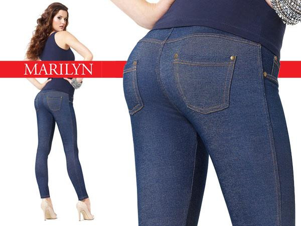 טייץ פוש אפ עם כריות נשלפות Leggings Jeans Push Up Marilyn ,שחור